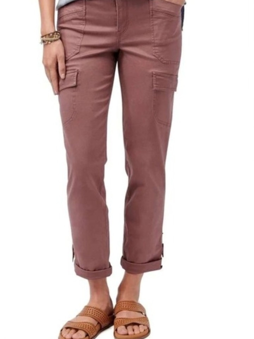 Democracy "Ab"solution Dusty Rose Button-Front Cargo Style Pants